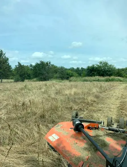 Mowing a right of way strip of open land